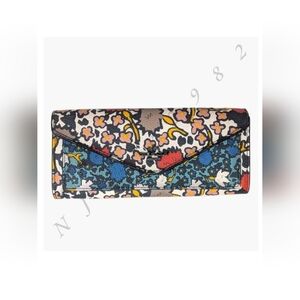 Coach Soft Wallet Mixed Yankee Floral Print Logo Envelope Coated Canvas EUC